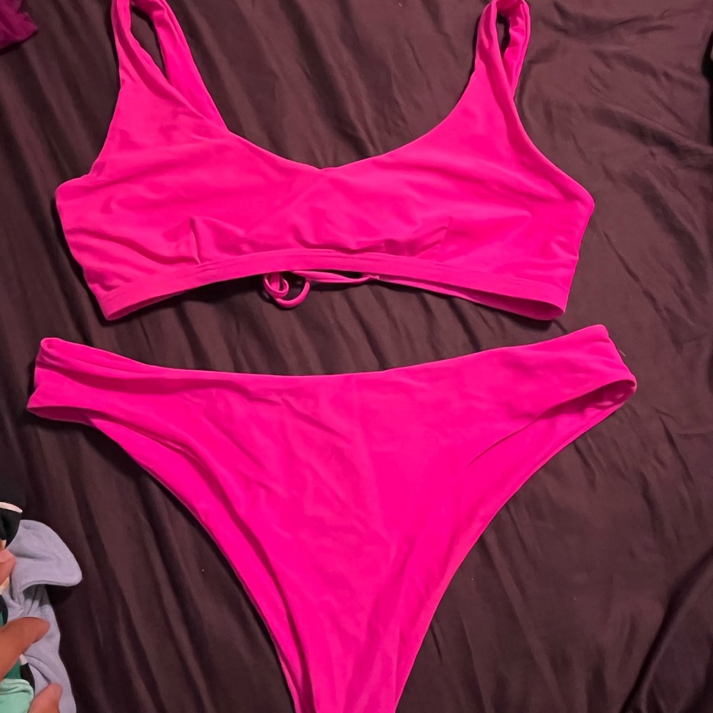 Hot Pink Two Piece Swimming Suit